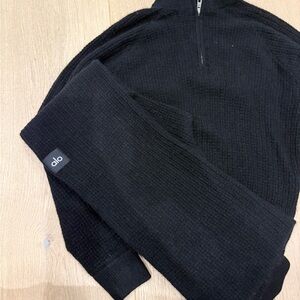 ALO Yoga Women's Black Cashmere Zip Up Sweater and Pants